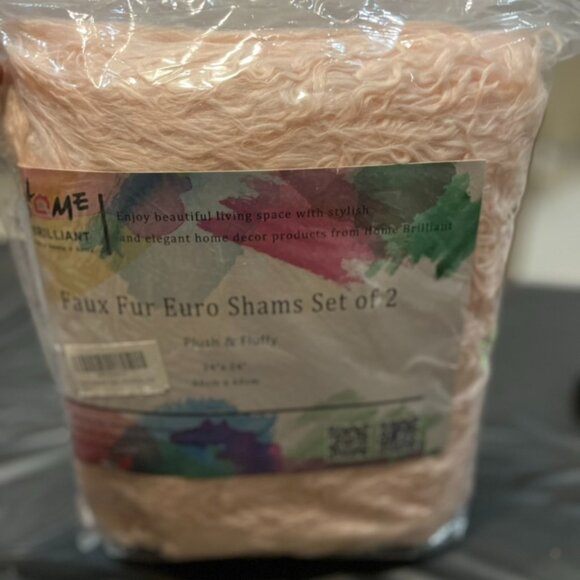 (2) 24x24 Pink Faux Fur Euro Sham Pillow Covers - NEW in Packaging - Picture 1 of 1